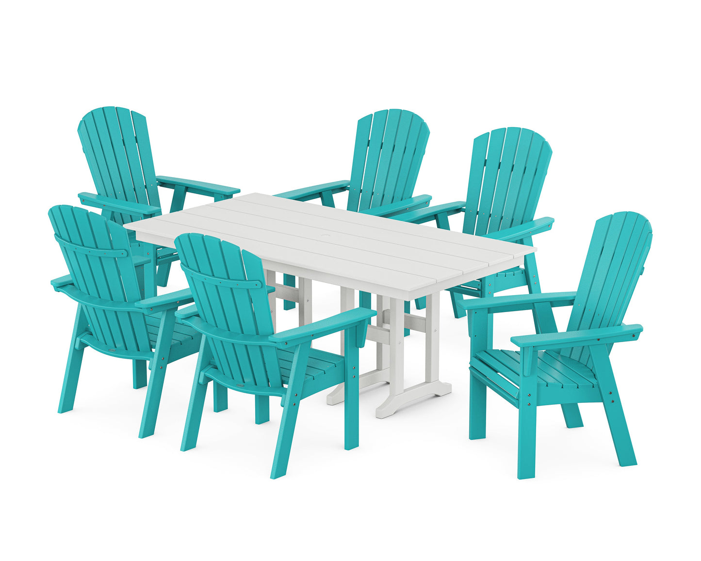 Nautical Curveback Adirondack 7-Piece Farmhouse Dining Set