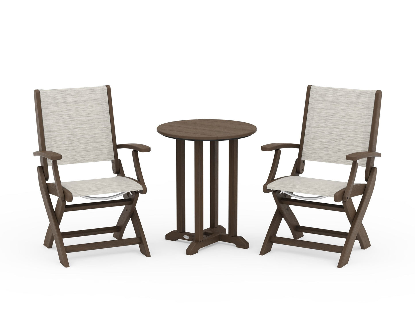 Coastal Folding 3-Piece Round Bistro Dining Set