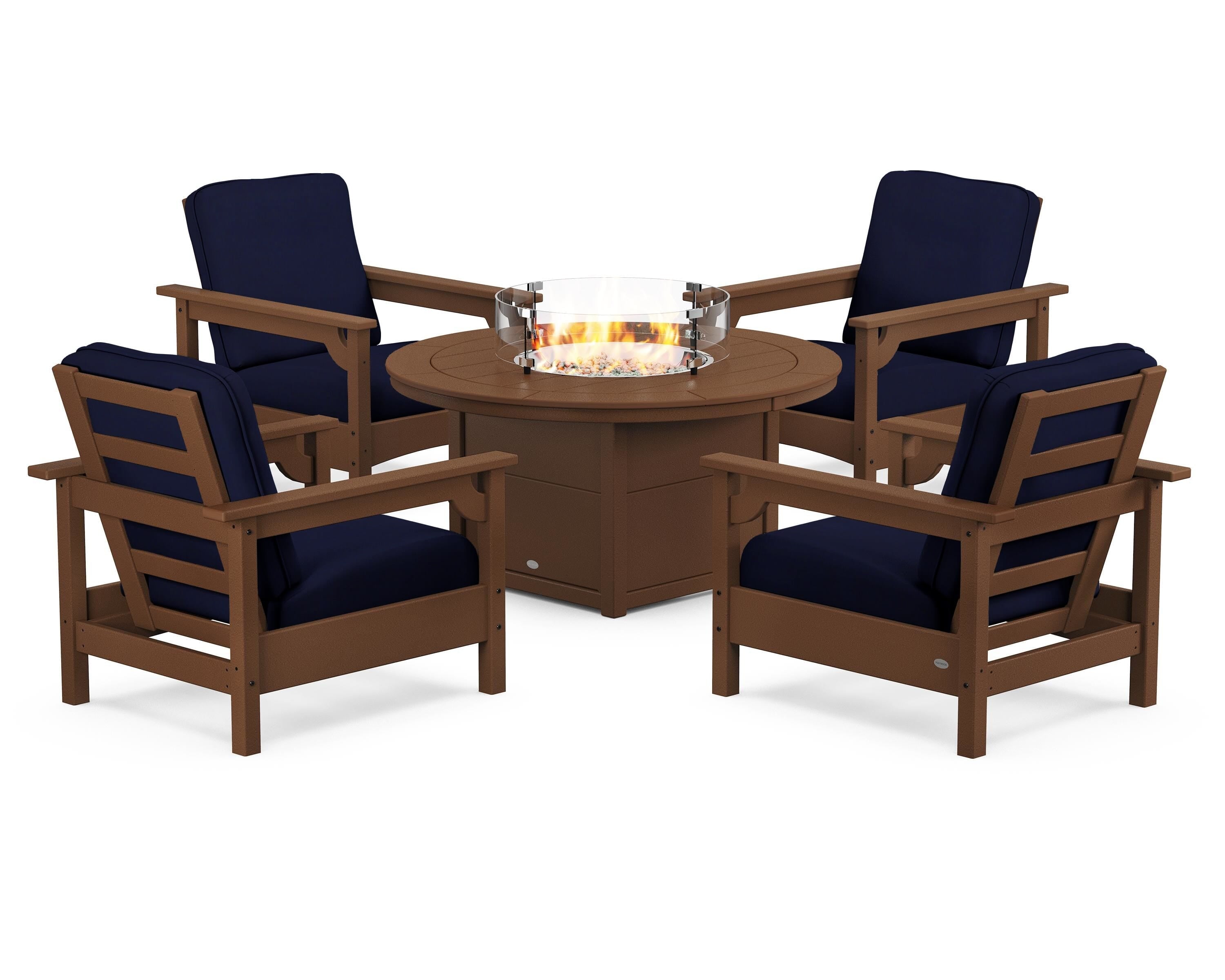 Club 5-Piece Conversation Set with Fire Pit Table