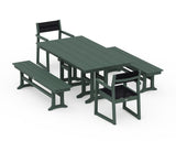 EDGE Sling Arm Chair 5-Piece Farmhouse Dining Set with Benches