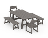 EDGE 5-Piece Rustic Farmhouse Dining Set With Benches