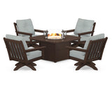 Vineyard 5-Piece Deep Seating Swivel Conversation Set with Fire Pit Table