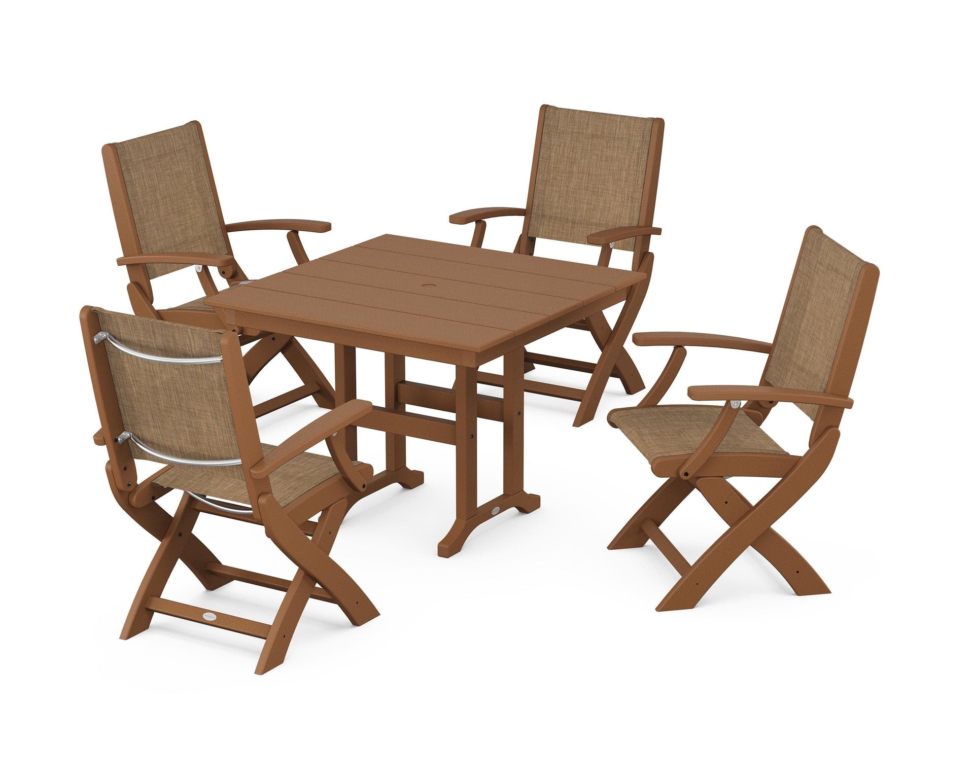 Coastal Folding Chair 5-Piece Farmhouse Dining Set
