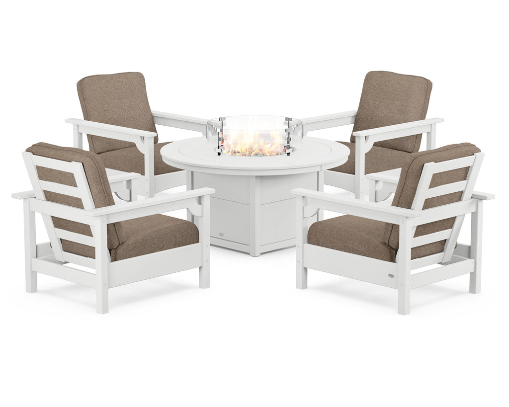 Club 5-Piece Conversation Set with Fire Pit Table