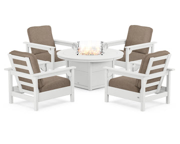 Club 5-Piece Conversation Set with Fire Pit Table