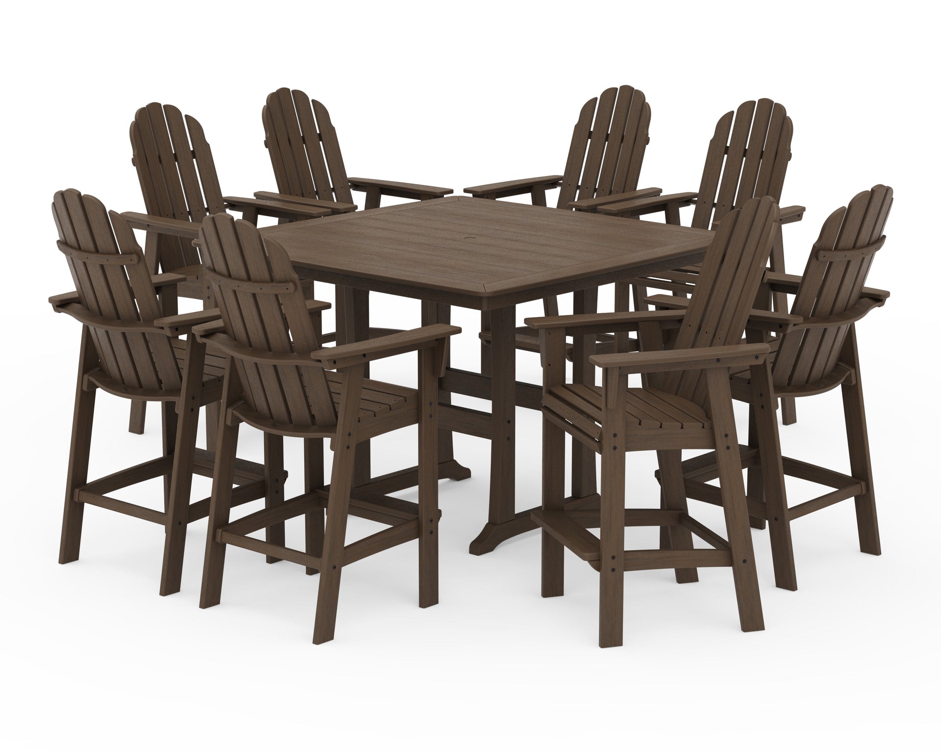 Vineyard Curveback Adirondack 9-Piece Trestle Bar Set