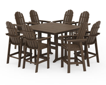 Vineyard Curveback Adirondack 9-Piece Trestle Bar Set