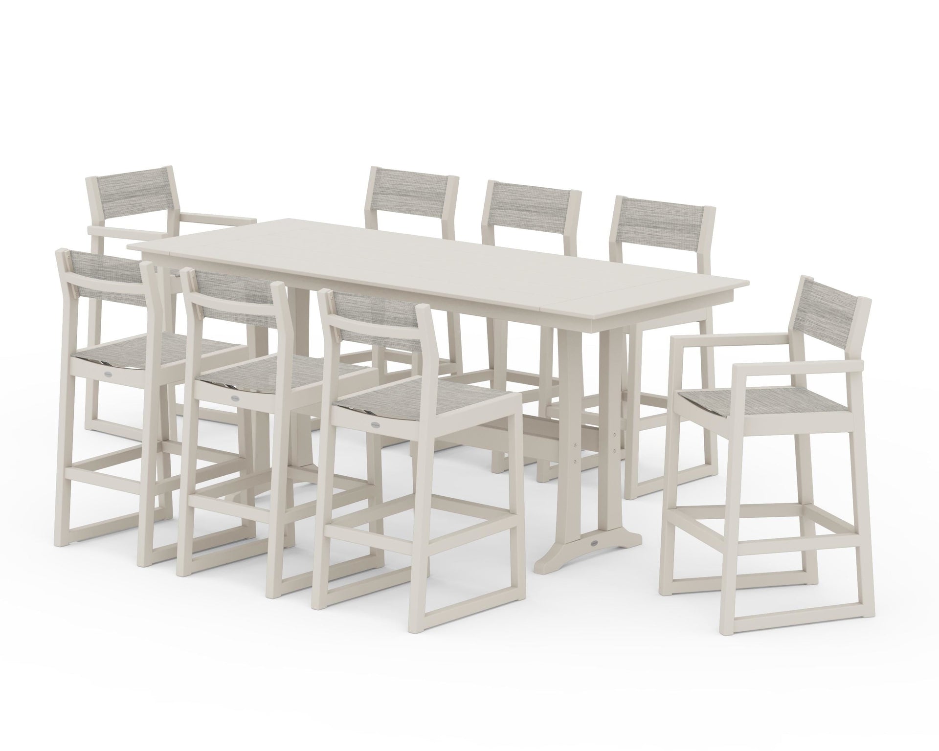 EDGE Sling 9-Piece Farmhouse Bar Set with Trestle Legs