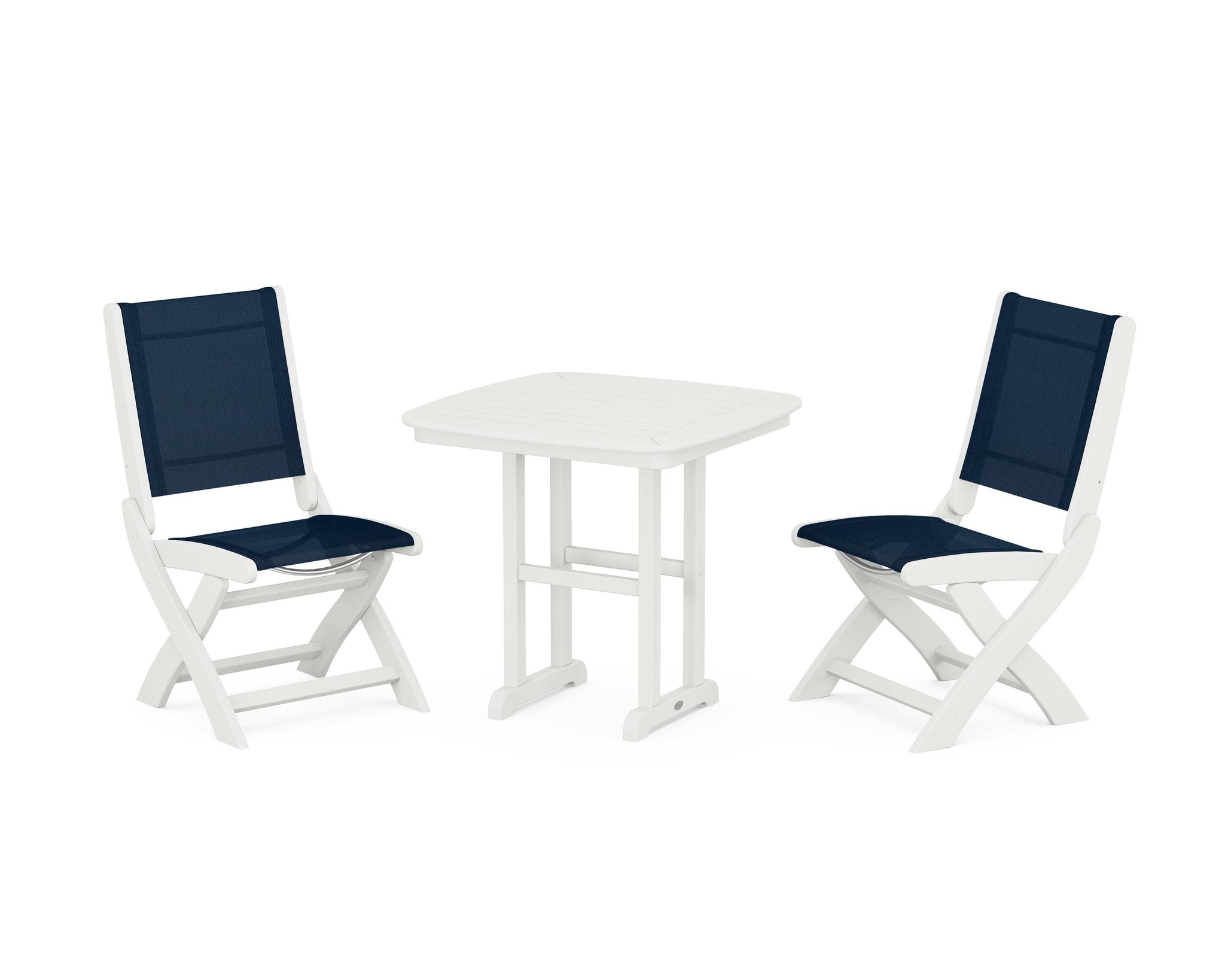Coastal Folding Side Chair 3-Piece Dining Set