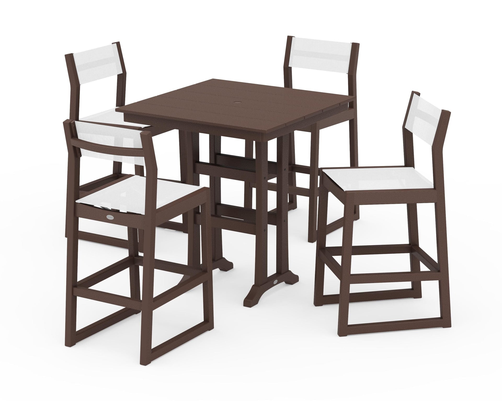 EDGE Sling Arm Chair 5-Piece Farmhouse Bar Set with Trestle Legs