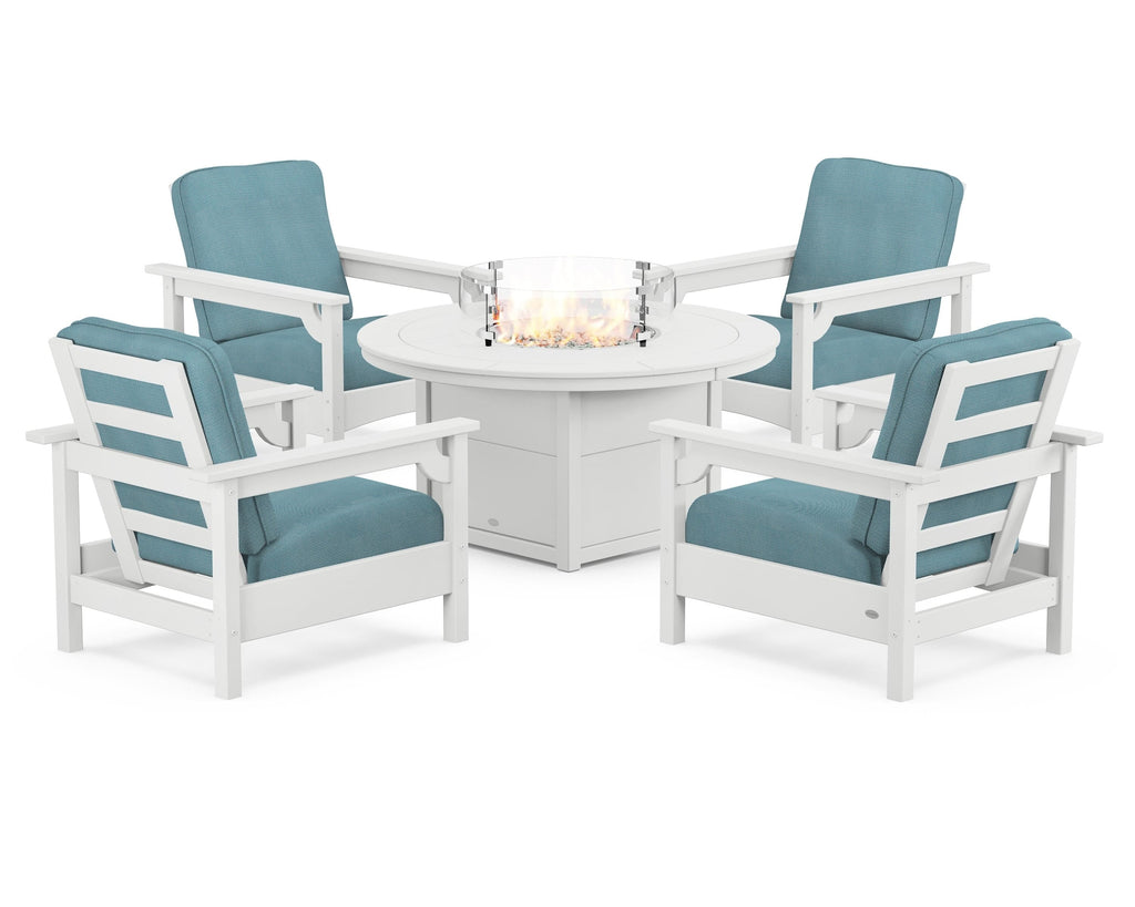Club 5-Piece Conversation Set with Fire Pit Table