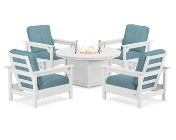 Club 5-Piece Conversation Set with Fire Pit Table