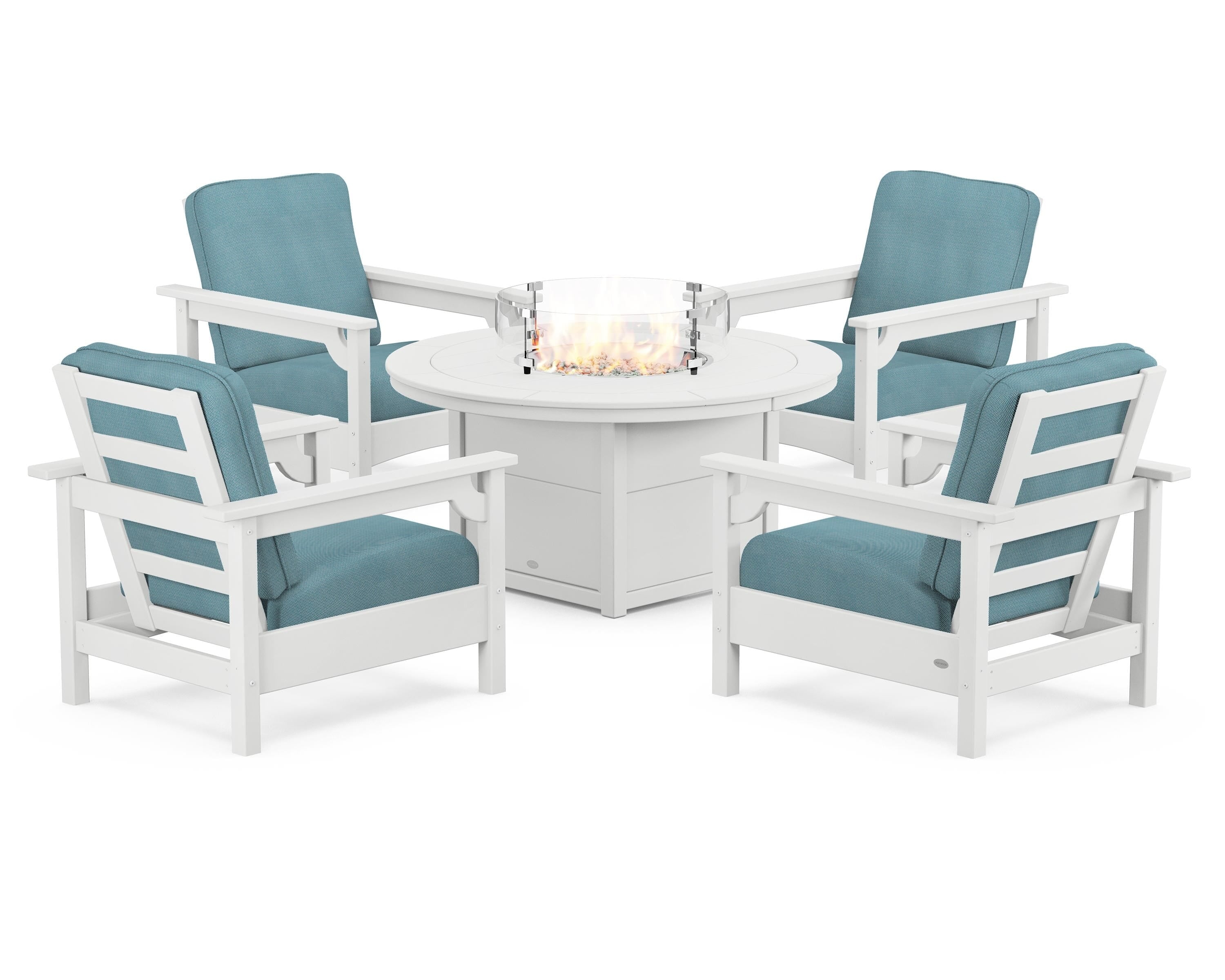 Club 5-Piece Conversation Set with Fire Pit Table