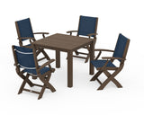 Coastal Folding Chair 5-Piece Parsons Dining Set