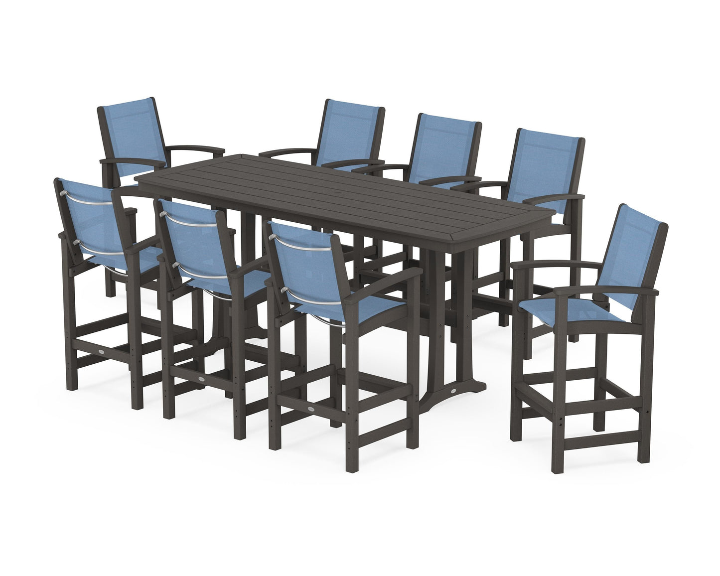 Coastal 9-Piece Bar Set with Trestle Legs