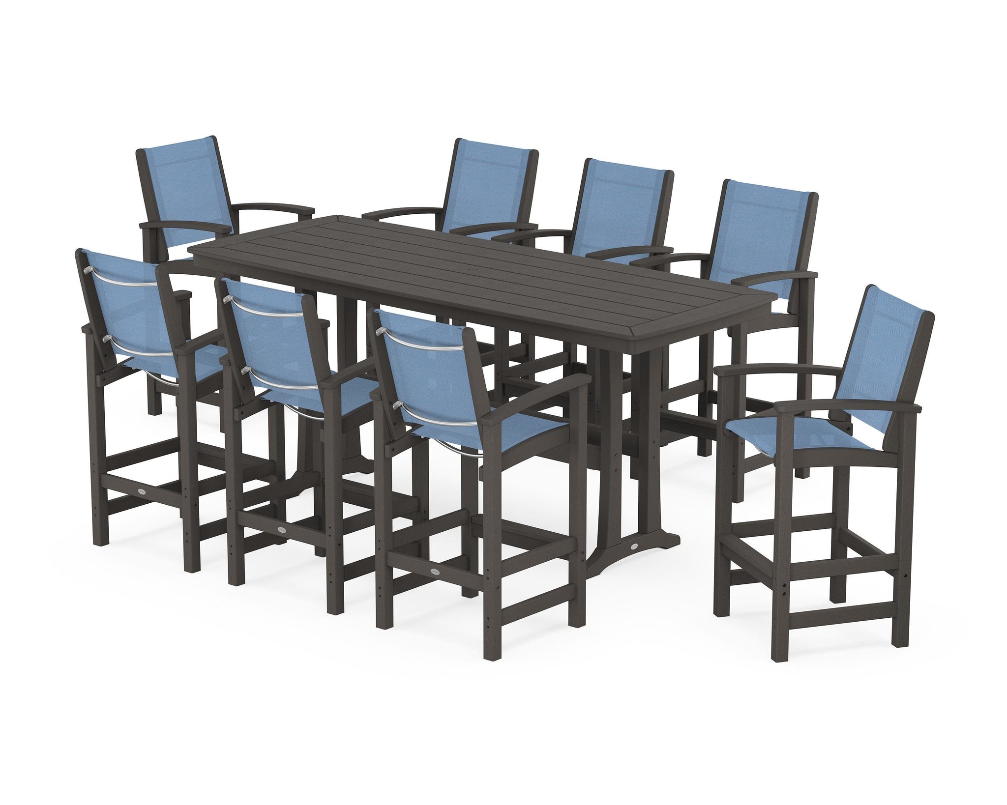 Coastal 9-Piece Bar Set with Trestle Legs