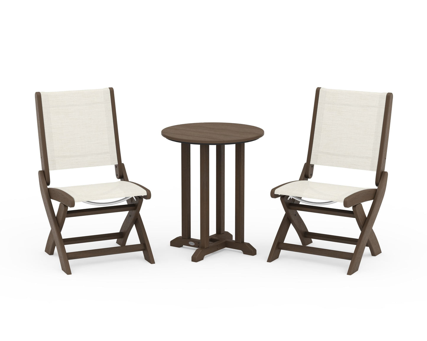 Coastal Folding Side Chair 3-Piece Round Bistro Dining Set