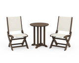 Coastal Folding Side Chair 3-Piece Round Bistro Dining Set