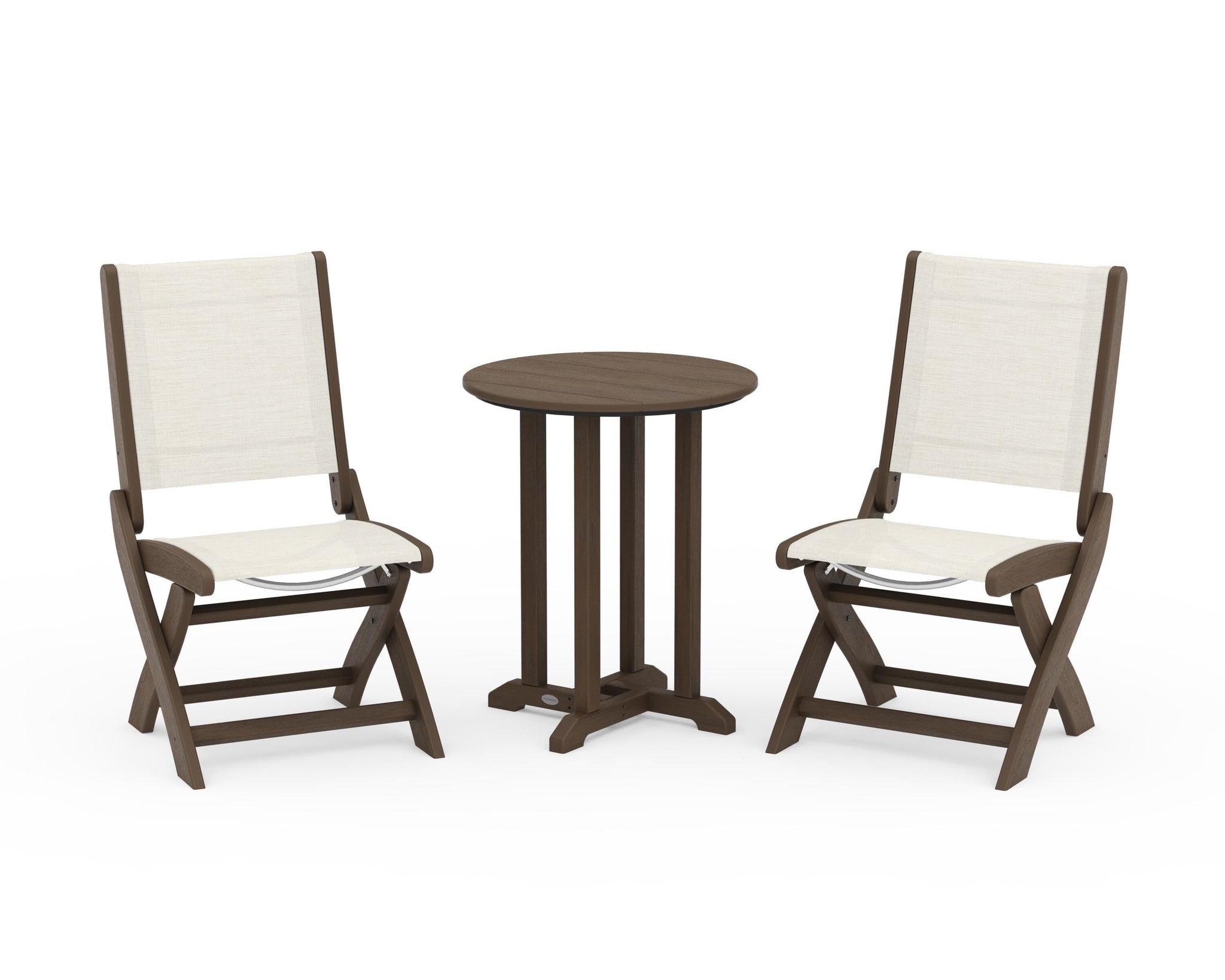 Coastal Folding Side Chair 3-Piece Round Bistro Dining Set