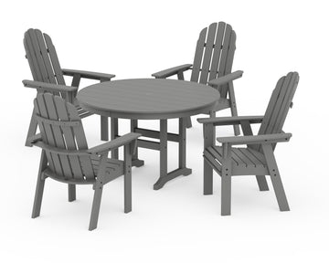 Vineyard Curveback Adirondack 5-Piece Round Farmhouse Dining Set