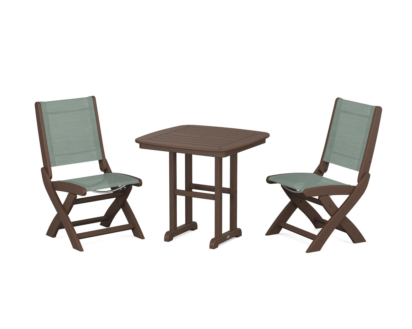 Coastal Folding Side Chair 3-Piece Dining Set
