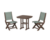 Coastal Folding Side Chair 3-Piece Dining Set