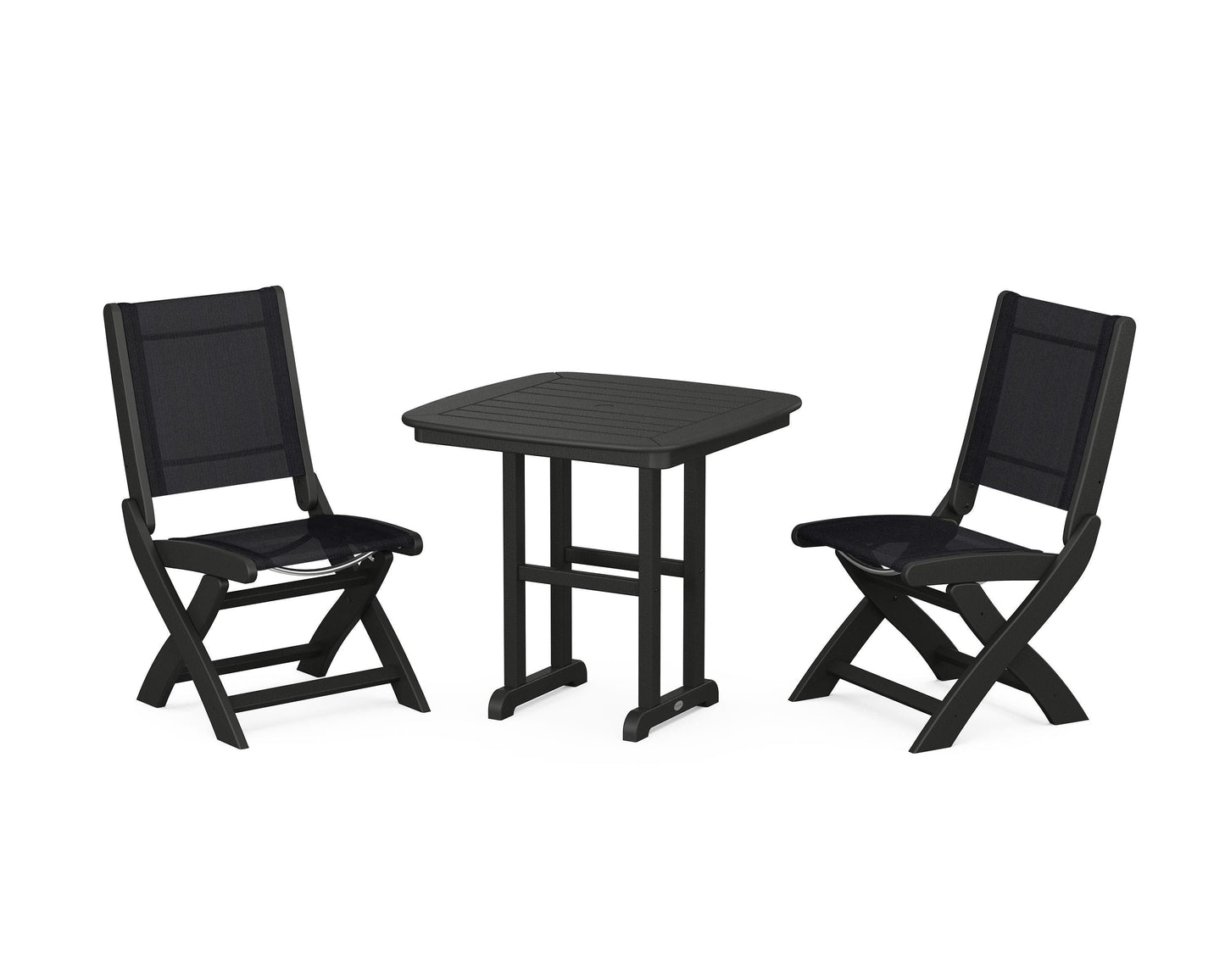 Coastal Folding Side Chair 3-Piece Dining Set