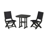 Coastal Folding Side Chair 3-Piece Dining Set