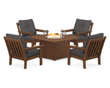 Vineyard 5-Piece Conversation Set with Fire Pit Table