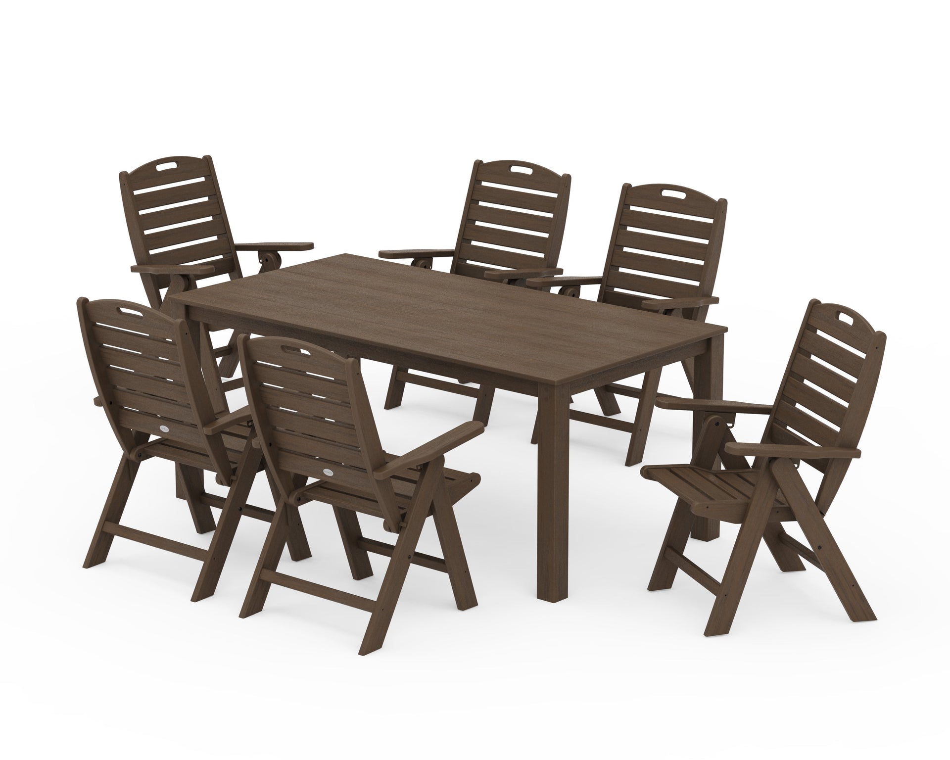 Nautical Folding Highback Chair 7-Piece Parsons Dining Set