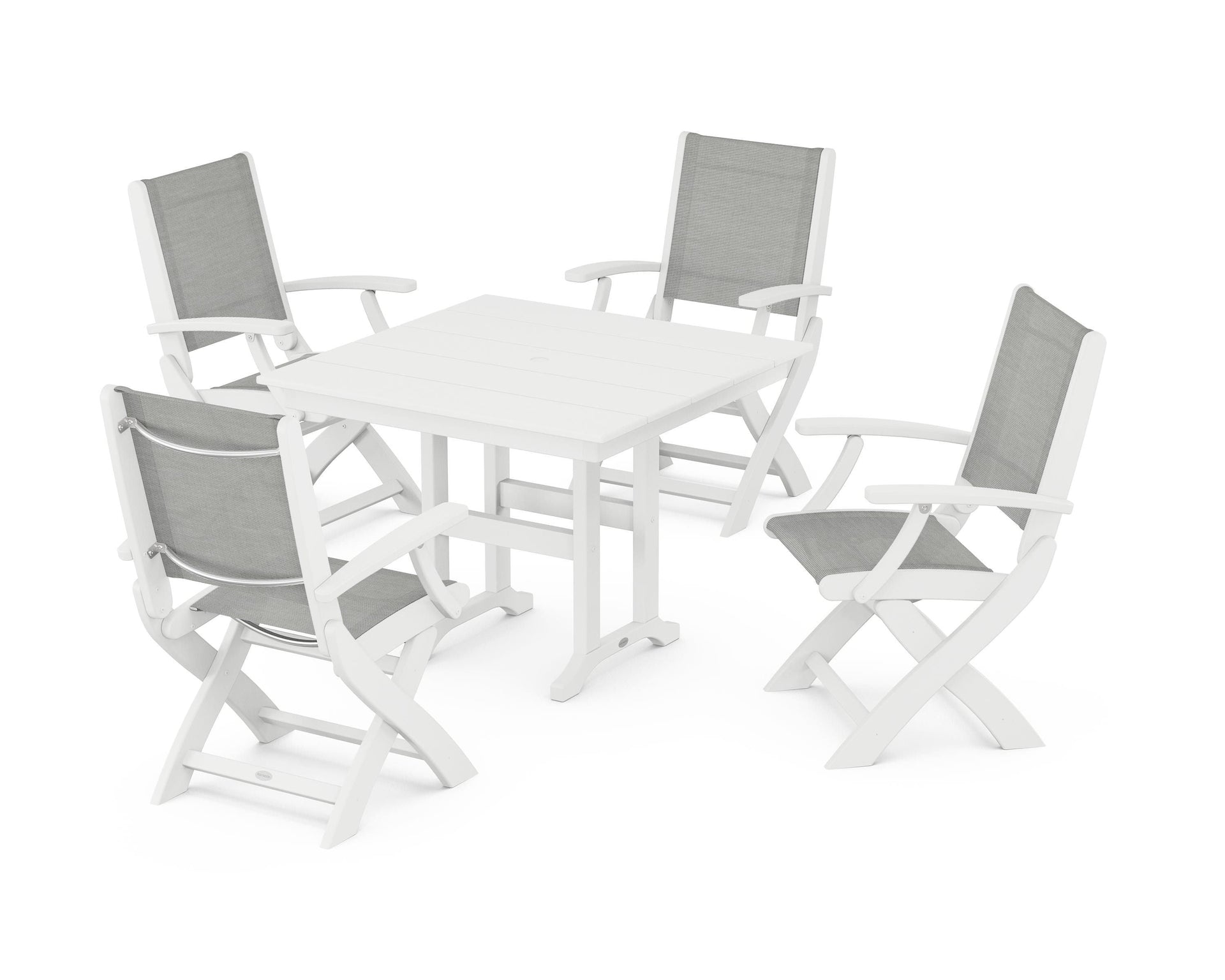 Coastal Folding Chair 5-Piece Farmhouse Dining Set