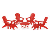 Nautical Curveback Adirondack Chair 9-Piece Conversation Set