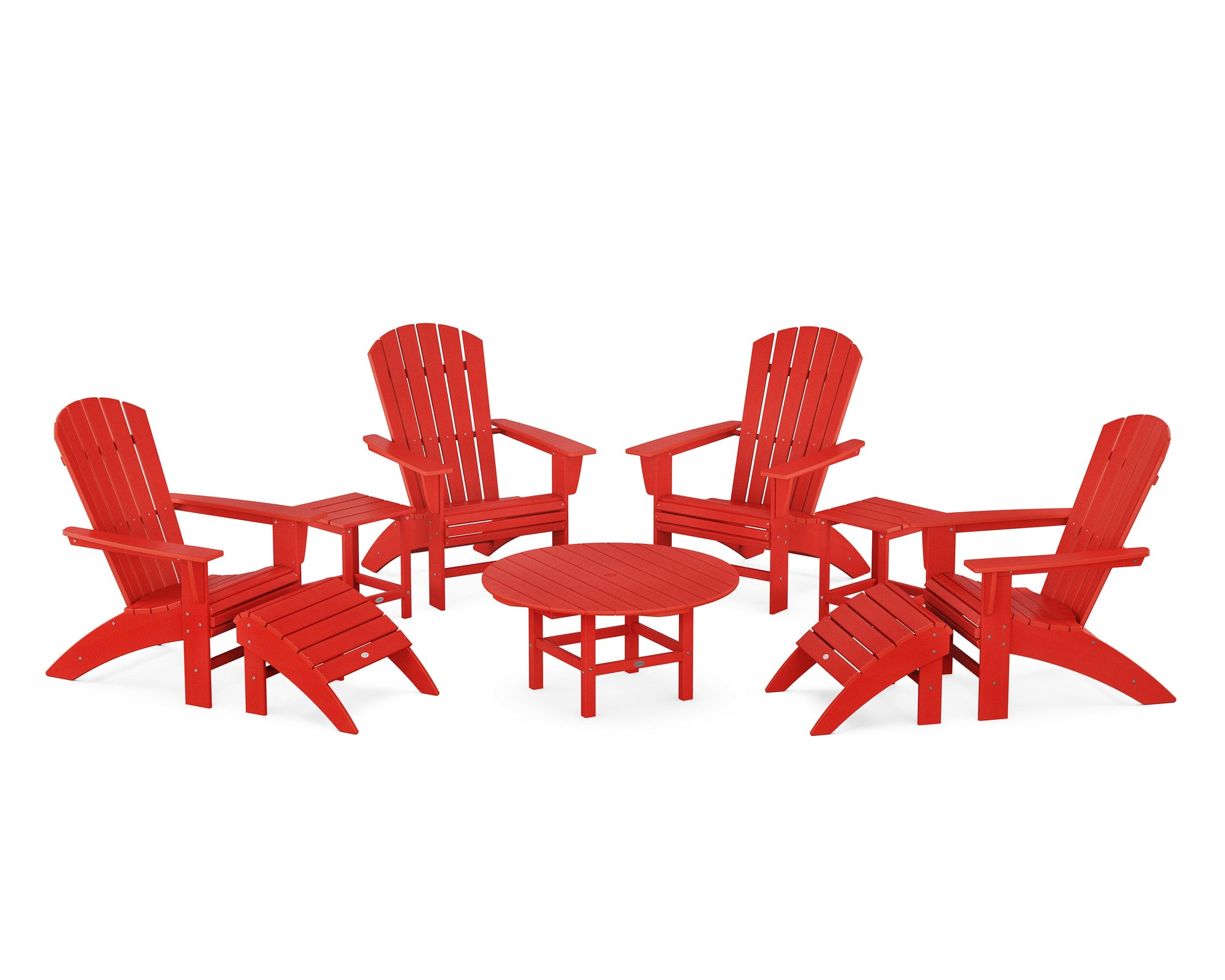 Nautical Curveback Adirondack Chair 9-Piece Conversation Set