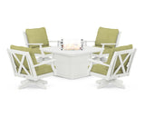 Braxton 5-Piece Deep Seating Swivel Conversation Set with Fire Pit Table