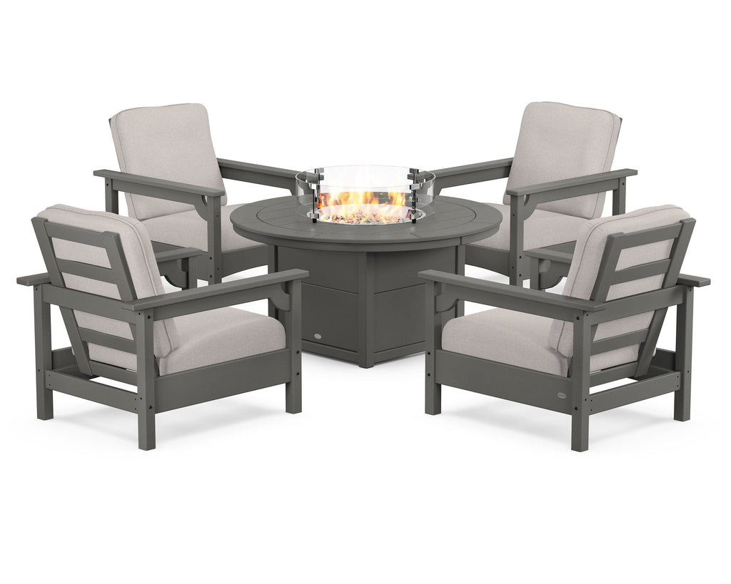 Club 5-Piece Conversation Set with Fire Pit Table