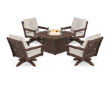 Vineyard 5-Piece Deep Seating Swivel Conversation Set with Fire Pit Table
