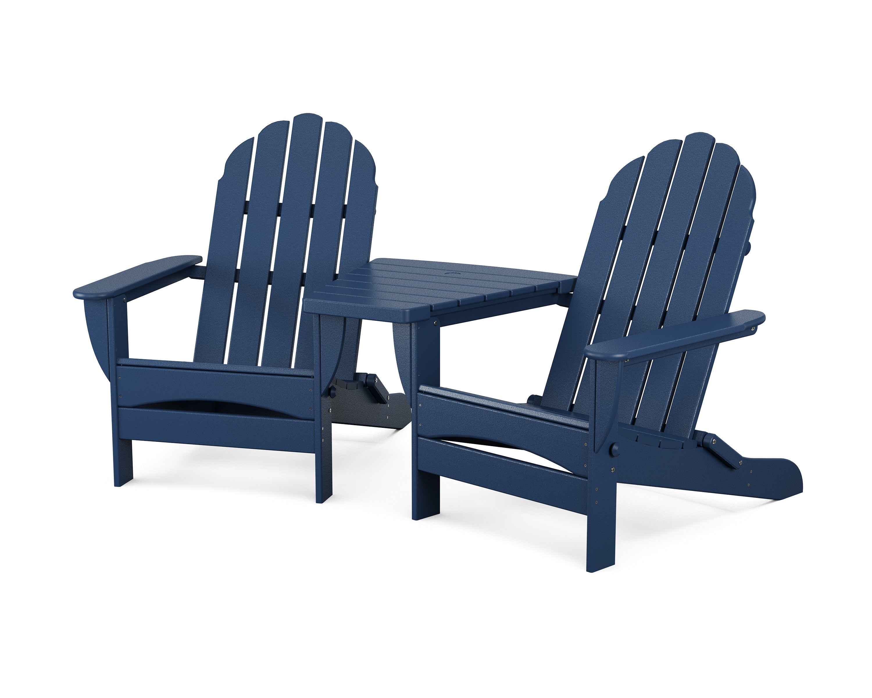 Classic Oversized Adirondacks with Angled Connecting Table