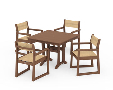 EDGE Sling 5-Piece Farmhouse Dining Set with Trestle Legs