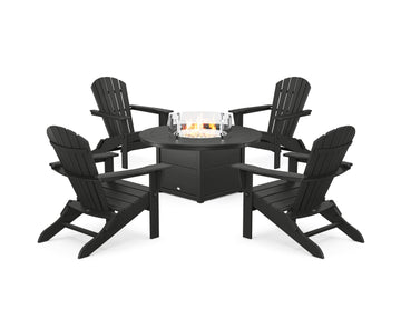 South Beach 5-Piece Folding Adirondack Fire Chat Set