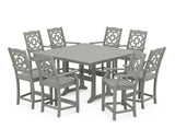 Chinoiserie 9-Piece Square Farmhouse Counter Set with Trestle Legs