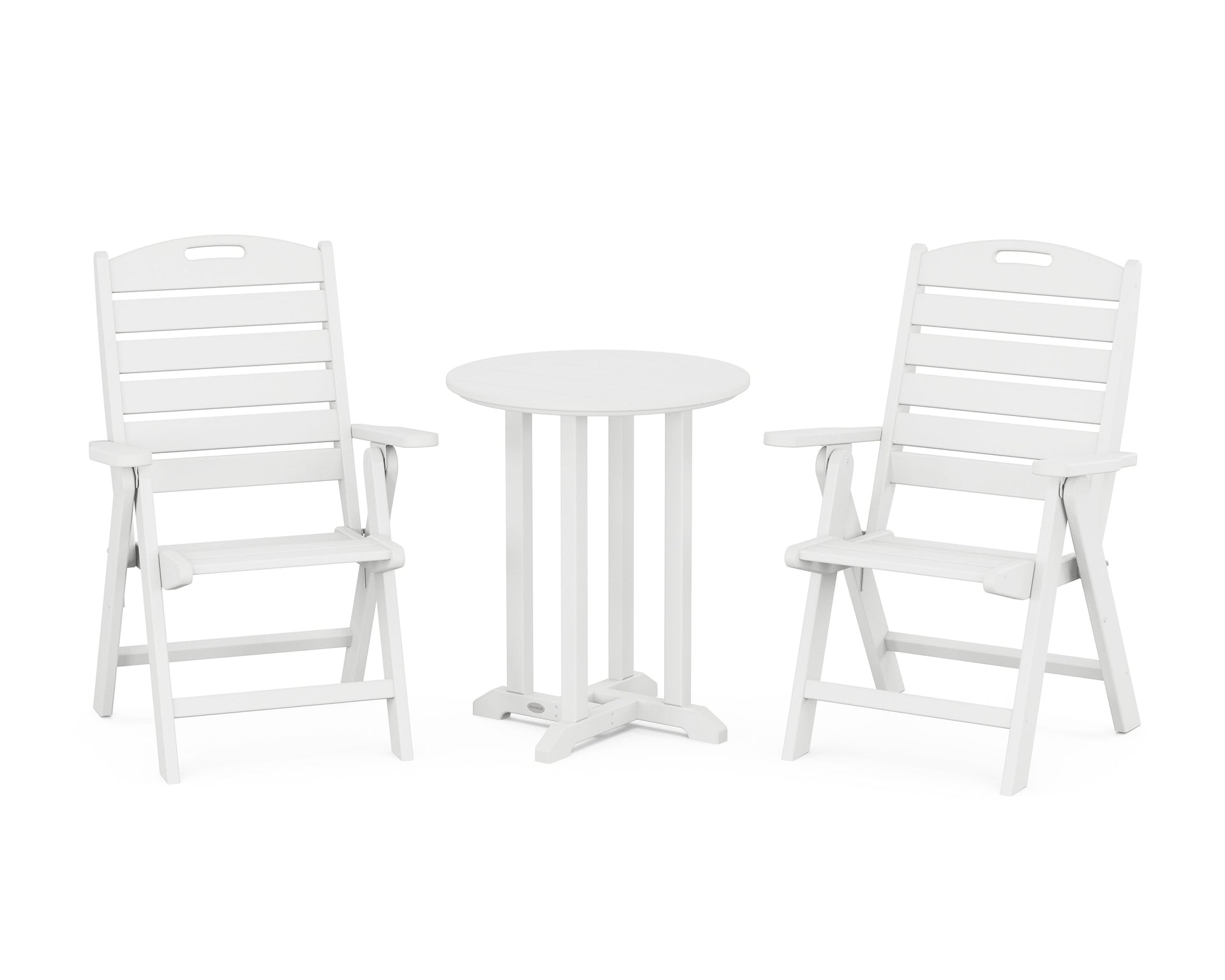 Nautical Folding Highback Chair 3-Piece Round Bistro Dining Set