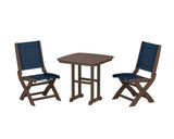 Coastal Folding Side Chair 3-Piece Dining Set