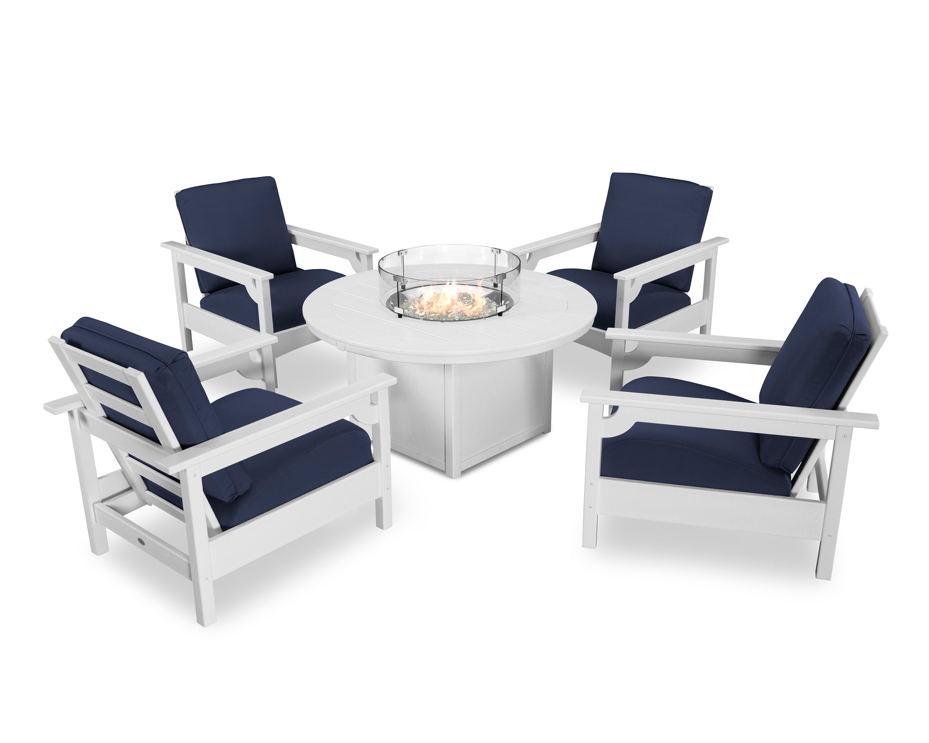 Club 5-Piece Conversation Set with Fire Pit Table