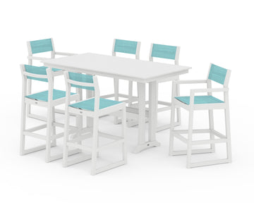 EDGE Sling 7-Piece Farmhouse Bar Set with Trestle Legs