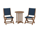 Coastal Folding Side Chair 3-Piece Round Bistro Dining Set
