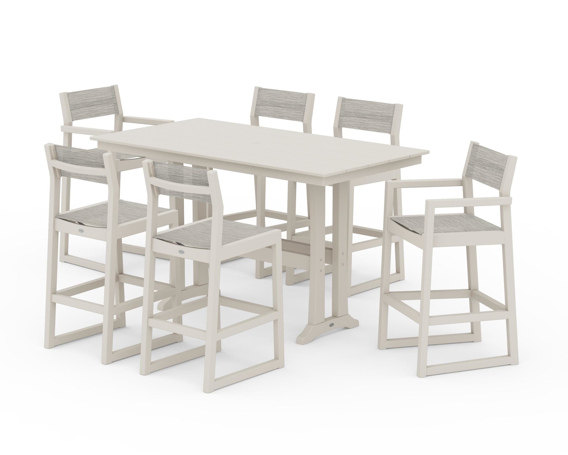 EDGE Sling 7-Piece Farmhouse Bar Set with Trestle Legs