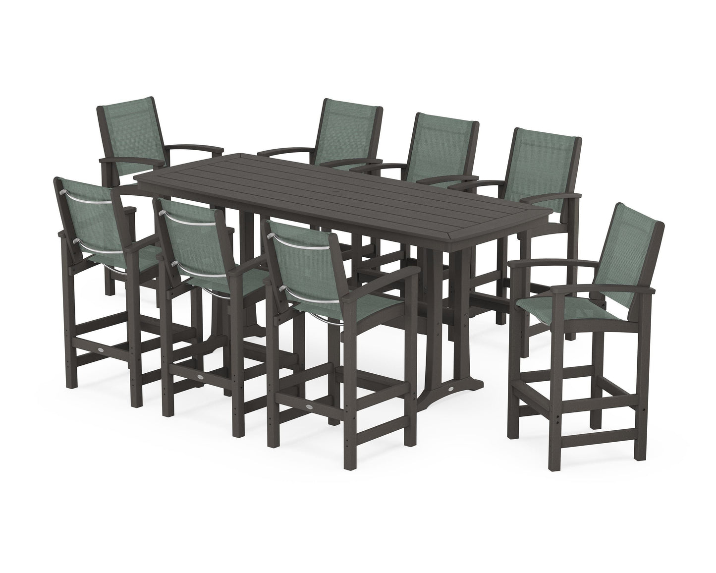 Coastal 9-Piece Bar Set with Trestle Legs