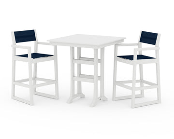 EDGE Sling Arm Chair 3-Piece Farmhouse Bar Set with Trestle Legs