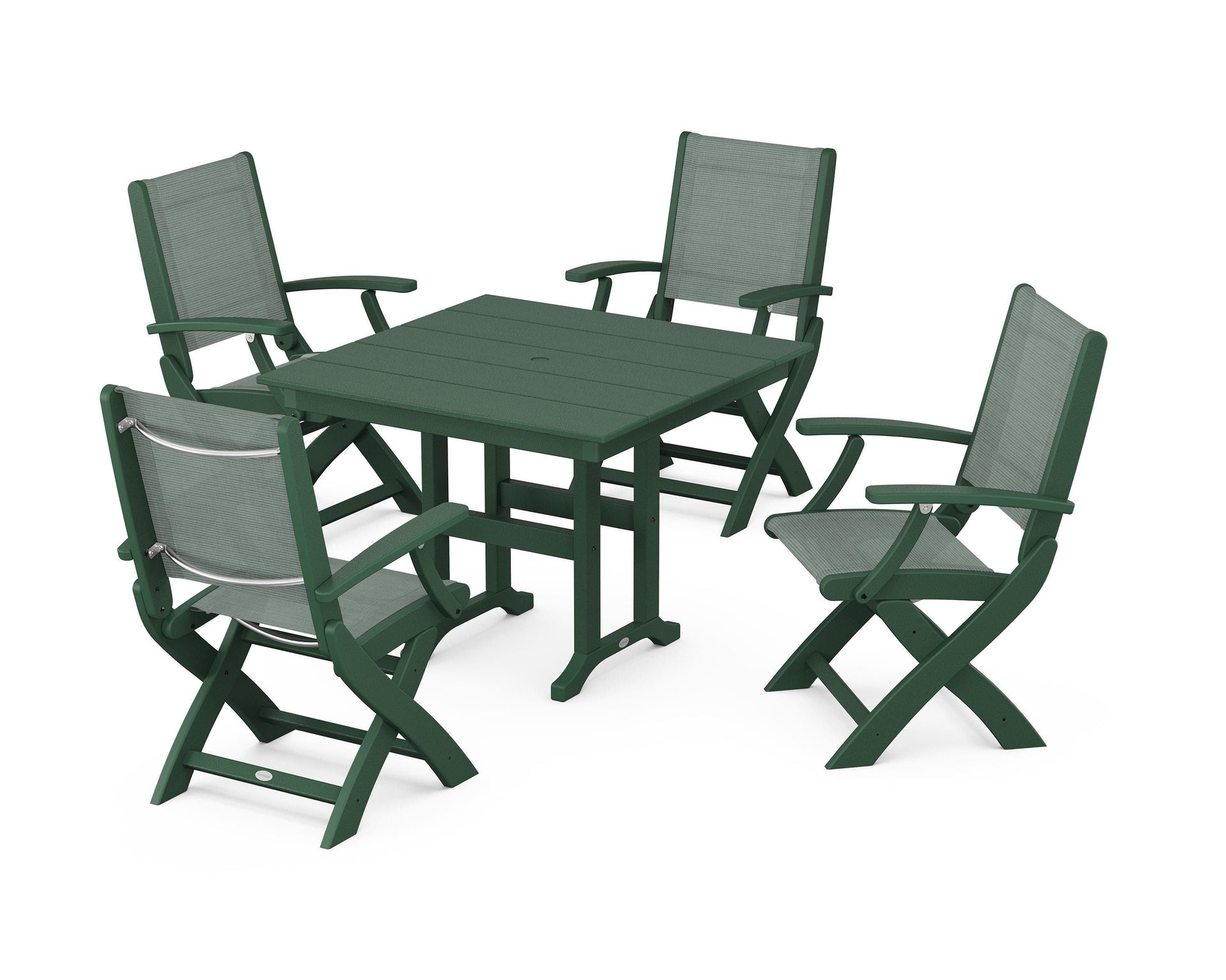 Coastal Folding Chair 5-Piece Farmhouse Dining Set