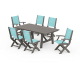 Coastal Folding Chair 7-Piece Rustic Farmhouse Dining Set